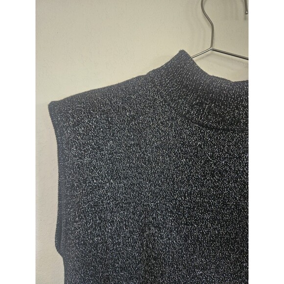 Vintage Mock Sleeveless Sparkle Sweater Cropped Size M By Knit DeVille - Picture 3 of 6